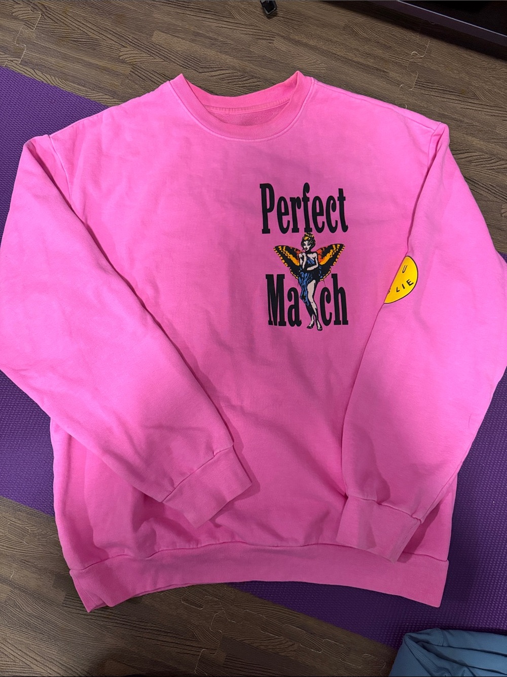 Boys Lie Hot Pink 'Perfect Match' Graphic Crewneck Sweater
